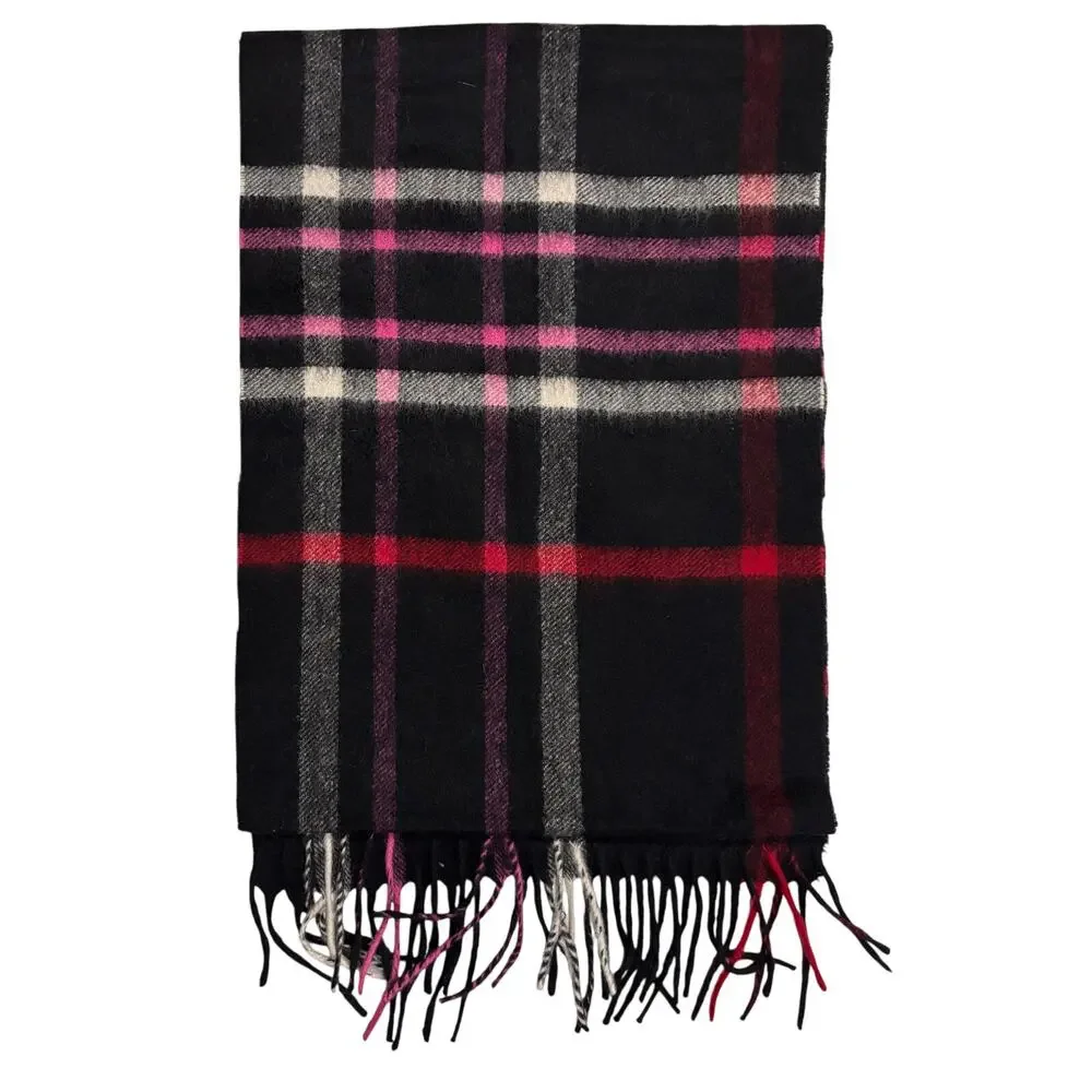 15-97(3) CHARTER CLUB 100% Cashmere Plaid Fringe Scarf 36